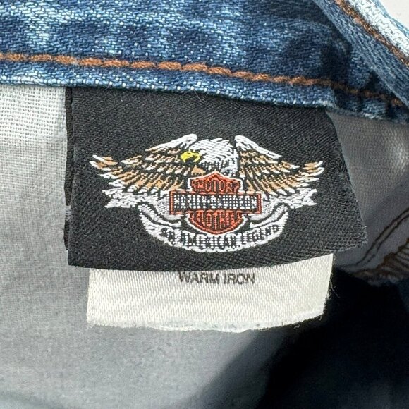 Harley-Davidson Mens Genuine MotorClothes Blue Denim Jeans Size 34x33 Straight - Picture 9 of 10